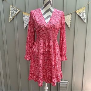 Pink Ditsy Floral Long Sleeve Dress